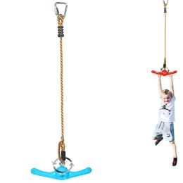 Ninja Swing Toys, Jungle Gym Set Attachments, Obstacle Course Accessories - 360Ã‚Â° Spinning Swing Toys For Kids - 20-37Inches Adjustable Monkey Jungle (Color: Blue)