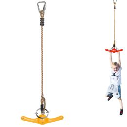 Ninja Swing Toys, Jungle Gym Set Attachments, Obstacle Course Accessories - 360Ã‚Â° Spinning Swing Toys For Kids - 20-37Inches Adjustable Monkey Jungle (Color: Yellow)