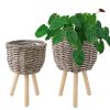 Wicker Planter Basket W Removable Legs For Indoor And Outdoor - All Weather Woven Flower Pots Cover , Planter Pot Container - Plant Stand