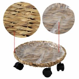 Set 2 Round Planter Caddy Wheels Heavy Duty Plant Pot For Indoor Garden And Balcony Decor (Option: Water Hyacinth)