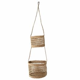 2-Tier Woven Wall Hanging Baskets For Storage And Plant Pot Holder (Option: Half Moon)
