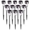 12 Pcs Led Stainless Steel Outdoor Garden Solar Lights For Pathway Walkway Patio Yard Lawn Cool White Xh