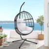 Hanging Chair, Indoor Outdoor Hanging Egg Chair With Stand, Durable Wicker Porch Swing Hammock Chair Sets, Heavy Duty Uv Protective Frame And Waterpro