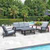 Aluminum Outdoor Patio Furniture Set, Modern Patio Conversation Sets, Outdoor Sectional Metal Sofa With 5 Inch Cushion And Coffee Table For Balcony, G