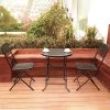 Premium Steel Patio Bistro Set, Folding Outdoor Patio Furniture Sets, 3 Piece Patio Set Of Foldable Patio Table And Chairs