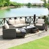 Direct Wicker Aluminum 5-Piece Outdoor Pe Rattan Wicker Sofa Rattan Patio Garden Furniture ,Gray
