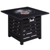 32 In. Square Ceramic Tile Top Outdoor Gas Fire Pit With Lava Rocks-Black, Only For Pick Up