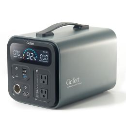 Gofort Portable Power Station, 1100Wh Solar Generator With 1200W (Peak 2000W) 110V Ac Outlets, 120W 12V Dc, Qc3.0&Typec, Sos Flashlight, Backup Power (Capacity: FJ UA1100)
