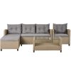 Outdoor, Patio Furniture Sets, 4 Piece Conversation Set Wicker Ratten Sectional Sofa With Seat Cushions(Beige Brown)