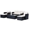 6-Piece All-Weather Wicker Pe Rattan Patio Outdoor Dining Conversation Sectional Set With Coffee Table, Wicker Sofas, Ottomans, Removable Cushions