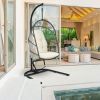 Hanging Wicker Egg Chair With Stand And Cushion