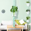 Macrame Plant Hanger With Hooks Different Tiers Handmade Cotton Rope Hanging Planters Set Flower Pots Holder Hanger Stand Indoor Outdoor Boho Home Dec