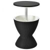 3 In 1 8 Gallon Patio Rattan Cooler Bar Table With Adjust Ice Bucket