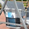 3 Person Patio Swing Chair With Storage Pocket Bag Weather Resistant Canopy Heavy Duty Steel Frame Hanging Glider Seating For Outdoor,Balcony,Garden,