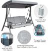 3 Person Patio Swing Chair With Storage Pocket Bag Weather Resistant Canopy Heavy Duty Steel Frame Hanging Glider Seating For Outdoor,Balcony,Garden,
