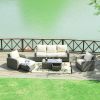 Direct Wicker Aluminum 5-Piece Outdoor Pe Rattan Wicker Sofa Rattan Patio Garden Furniture ,Gray
