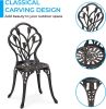 3-Piece Bistro Table Set, Cast Aluminum Outdoor Bistro Furniture Set, Patio Bistro Sets With Small Round Table And 2 Chairs For Porch, Lawn, Garden, B