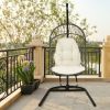 Hanging Wicker Egg Chair With Stand And Cushion