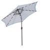 Outdoor Patio 8.7-Feet Market Table Umbrella With Push Button Tilt And Crank, Red Stripes With 24 Led Lights[Umbrella Base Is Not Included] Rt