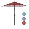 Outdoor Patio 8.7-Feet Market Table Umbrella With Push Button Tilt And Crank, Red Stripes With 24 Led Lights[Umbrella Base Is Not Included] Rt