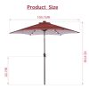 Outdoor Patio 8.7-Feet Market Table Umbrella With Push Button Tilt And Crank, Red Stripes With 24 Led Lights[Umbrella Base Is Not Included] Rt