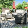 Direct Wicker Aluminum 5-Piece Outdoor Pe Rattan Wicker Sofa Rattan Patio Garden Furniture ,Gray