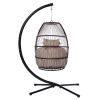 Outdoor Patio C Type Bracket Wicker Folding Hanging Chair With Cushion And Pillow