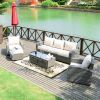Direct Wicker Aluminum 5-Piece Outdoor Pe Rattan Wicker Sofa Rattan Patio Garden Furniture ,Gray