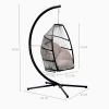Outdoor Patio C Type Bracket Wicker Folding Hanging Chair With Cushion And Pillow