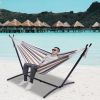 112" Large Size Double Classic Hammock With Stand For 2 Person- Indoor Or Outdoor Use-With Carrying Pouch-Powder-Coated Steel Frame - Durable 450 Poun