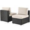 Outdoor Garden Patio Furniture 7-Piece Pe Rattan Wicker Sectional Cushioned Sofa Sets With 2 Pillows And Coffee Table