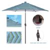 Outdoor Patio 8.7-Feet Market Table Umbrella With Push Button Tilt And Crank, Red Stripes With 24 Led Lights[Umbrella Base Is Not Included] Rt