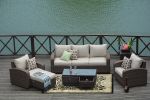 Direct Wicker Aluminum 5-Piece Outdoor Pe Rattan Wicker Sofa Rattan Patio Garden Furniture ,Gray
