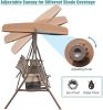 3 Person Patio Swing Chair With Storage Pocket Bag Weather Resistant Canopy Heavy Duty Steel Frame Hanging Glider Seating For Outdoor,Balcony,Garden,