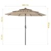 3 Tiers And 8 Ribs Outdoor Umbrella With 32 Led Lights,Patio Table Umbrella With Push Button Tilt And Crank,Beige