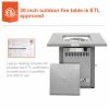 28In Outdoor Propane Fire Pit Table 50,000 Btu Silver Square Gas Fire Pit Table