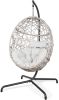 Patio Wicker Swing Egg Chair Basket Rattan Teardrop Hanging Lounge Chair With Stand And Cushions