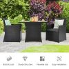 3 Pieces Patio Rattan Furniture Set With Cushion And Sofa Armrest