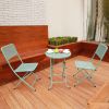 Premium Steel Patio Bistro Set, Folding Outdoor Patio Furniture Sets, 3 Piece Patio Set Of Foldable Patio Table And Chairs