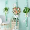 Macrame Plant Hanger With Hooks Different Tiers Handmade Cotton Rope Hanging Planters Set Flower Pots Holder Hanger Stand Indoor Outdoor Boho Home Dec