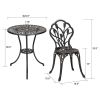 3-Piece Bistro Table Set, Cast Aluminum Outdoor Bistro Furniture Set, Patio Bistro Sets With Small Round Table And 2 Chairs For Porch, Lawn, Garden, B