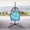 Hanging Egg Swing Chair With Stand Hammock Chair With Soft Cushion And Pillow For Backyard, Garden, Patio Xh