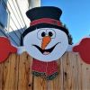 Christmas Ornament Santa Claus Reindeer Fence Decor Outdoor Christmas Fence Decoration