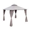 10X10 Ft Outdoor Patio Garden Gazebo Canopy, Outdoor Shading, Gazebo Tent With Curtains