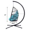 Hanging Egg Swing Chair With Stand Hammock Chair With Soft Cushion And Pillow For Backyard, Garden, Patio Xh