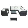 Patio Furniture Sets, 8-Piece Patio Wicker Corner Sofa With Cushions, Ottoman And Coffee Table