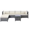 7 Piece Rattan Sectional Seating Group With Cushions, Outdoor Ratten Sofa New!
