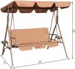Outdoor 2-Seat Swing With Teapoy Weather Resistant Canopy Powder Coated Steel Frame Patio Swinging Hammock With  Stand And Removable Cushion