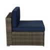 Outdoor Garden Patio Furniture 6-Piece Brown Pe Rattan Wicker Sectional  Cushioned Sofa Sets