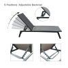 Outdoor 2-Pcs Set Chaise Lounge Chairs, Five-Position Adjustable Aluminum Recliner, All Weather For Patio, Beach, Yard, Pool Rt